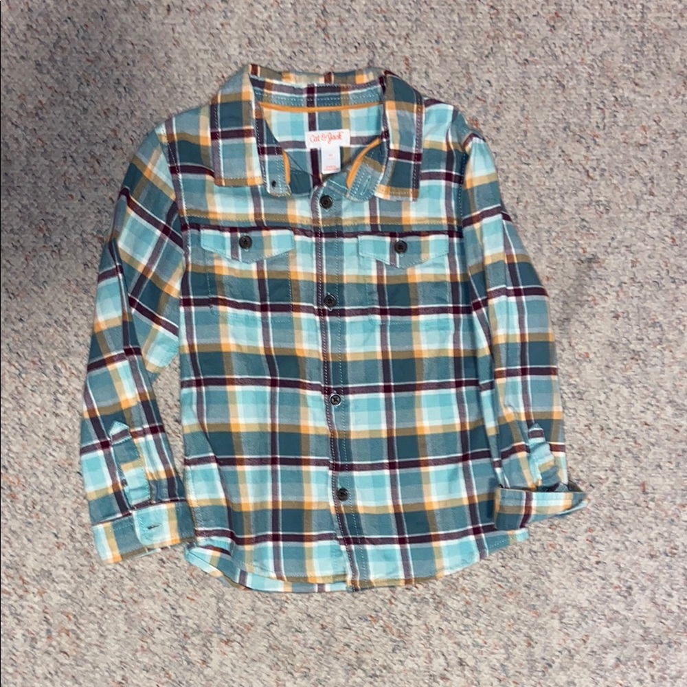 Cat & Jack Blue and Yellow Button Down Shirt